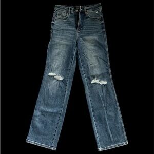 Judy Blue Teen Spirit High Rise Tummy Control Destroyed Knee Straight Leg Jeans